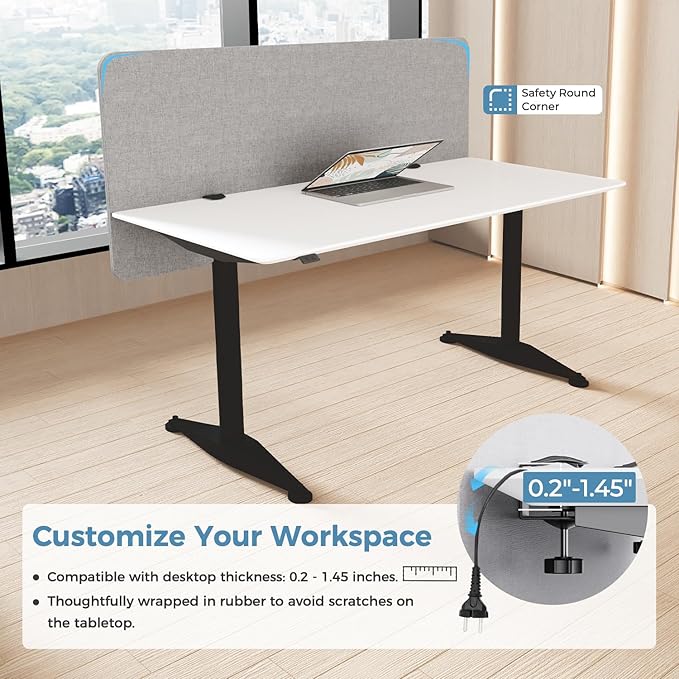 MORDEER 47.2" Privacy Desk Divider Panel, Acoustic Divider Panels - Image 5