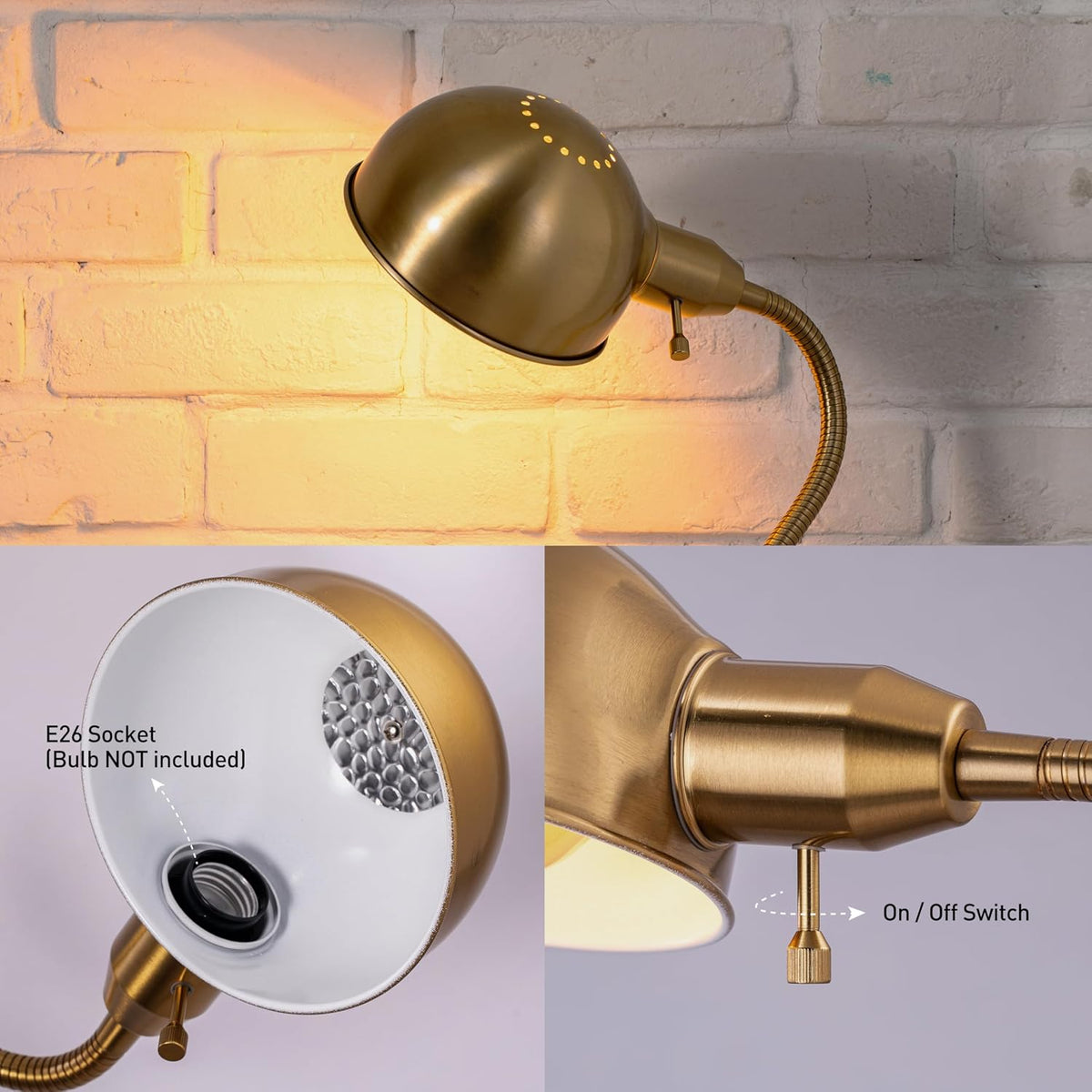O'Bright Adjustable Floor Lamp with Flexible Gooseneck and Rotatable Shad...