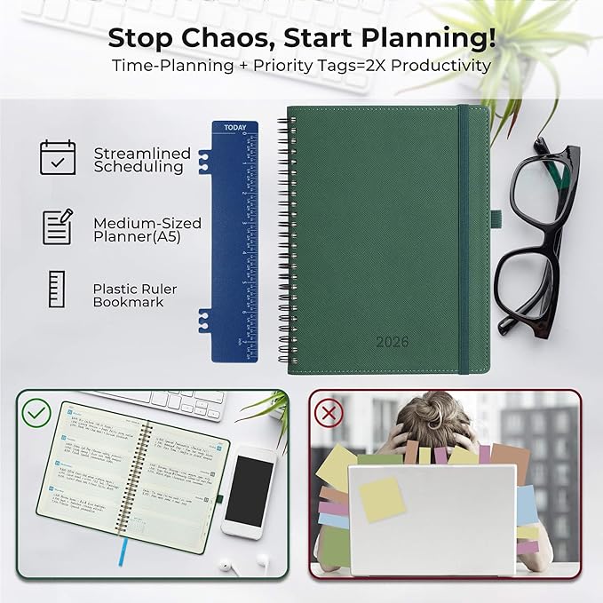 IN-LUXPRO Planner 2026 Daily Weekly and Monthly, 12 Months Spiral Bound - Image 8