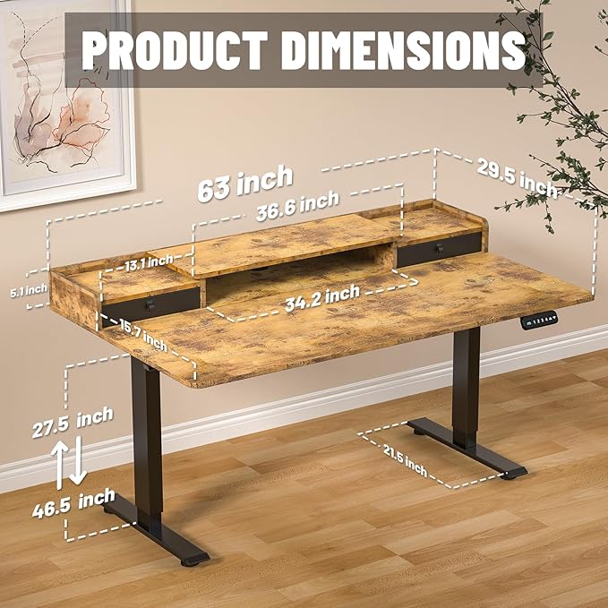 ExaDesk 63 x 30 Inch Electric Standing Desk - Image 3