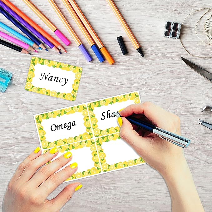 Wonmon 200 PCS Lemon Name Tags Stickers, Self Adhesive Lemon Style Name Tag - Image 4