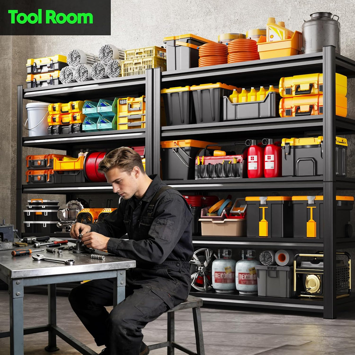 5-tier garage shelving 2500lbs heavy duty metal storage, view 9