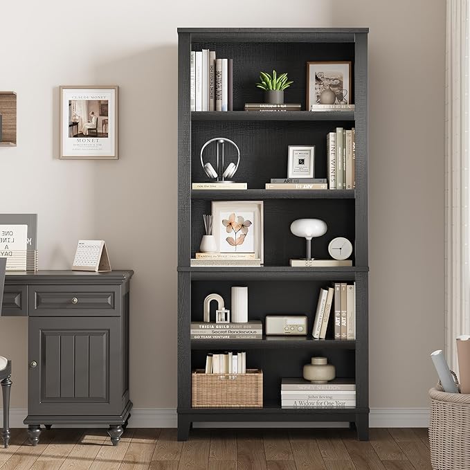 IDEALHOUSE 71" Farmhouse Bookshelf w/Adjustable Shelves & 31.5 in Whidth - Image 3