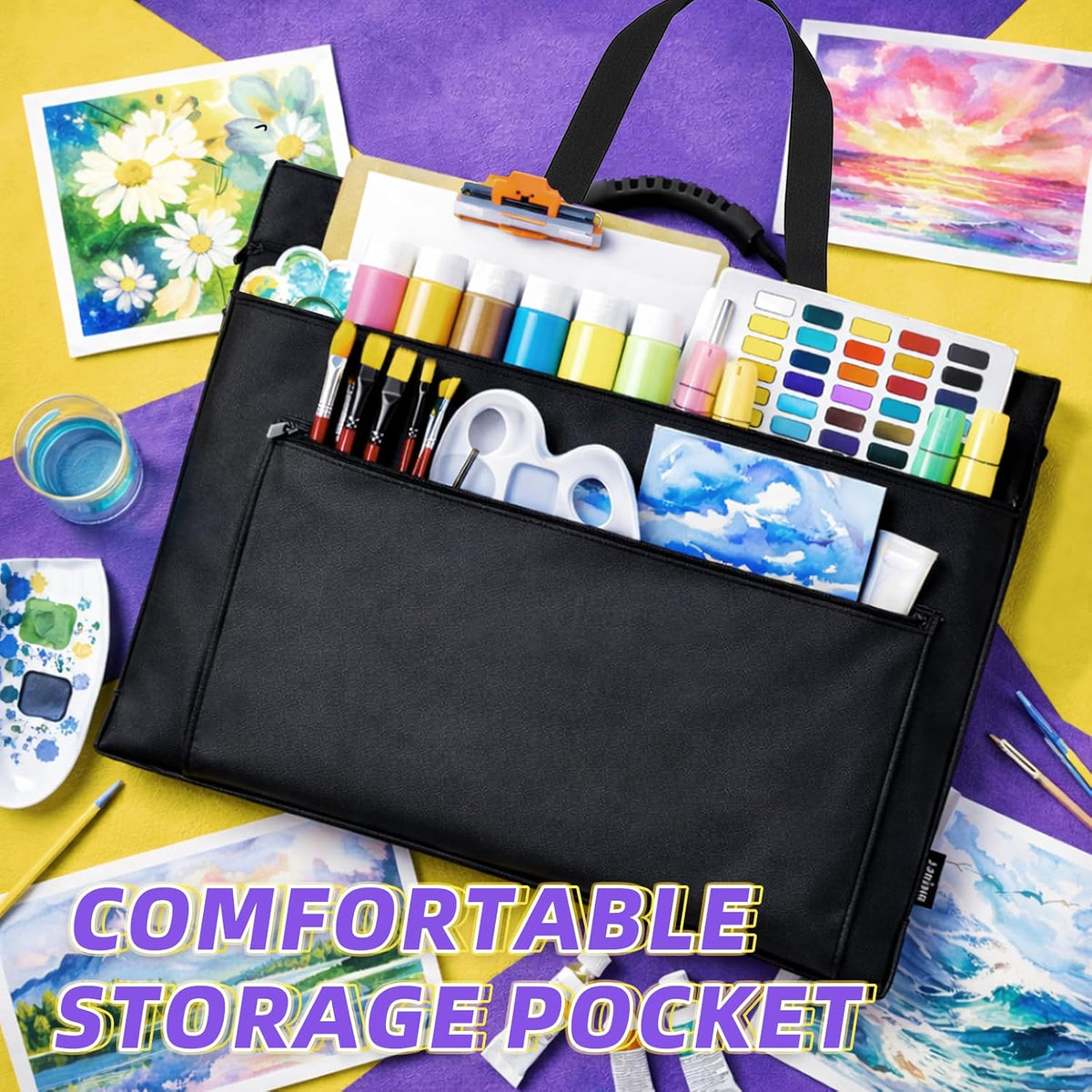 jjring 36x48 art portfolio tote bag with shoulder, close-up detail