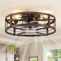lediary 20" walnut caged low profile ceiling fan, main product view