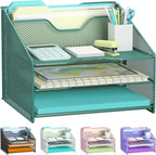 Samstar Green Desk File Organizer, Mesh Letter File Folder Holder by Samstar
