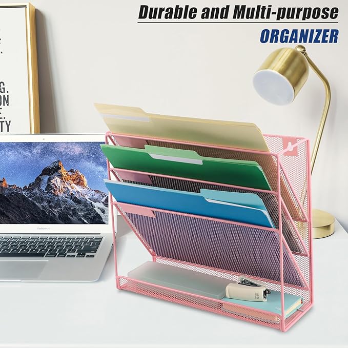 EASEPRES Desk File Organizer Mesh 4-Tier, Hanging Wall Mount Document - Image 6