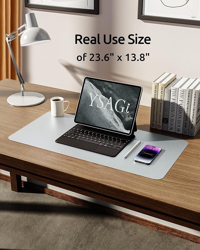 YSAGi Leather Desk Pad Protector, Office Desk Mat, Large Mouse Pad, Non-Slip PU - Image 5