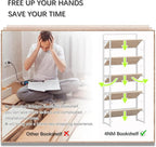 4NM No Assembly 5 Tiers Folding Bookshelf Storage Shelves Vintage Bookcase - Image 7