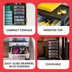 iris usa 2-pack, 3-drawer medium plastic stacking desktop, side view