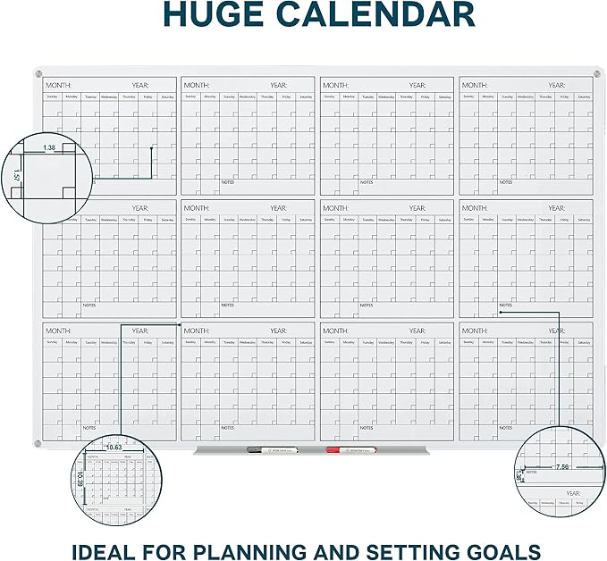 J&J worldwide Glass Whiteboard Yearly Calendar - Image 4