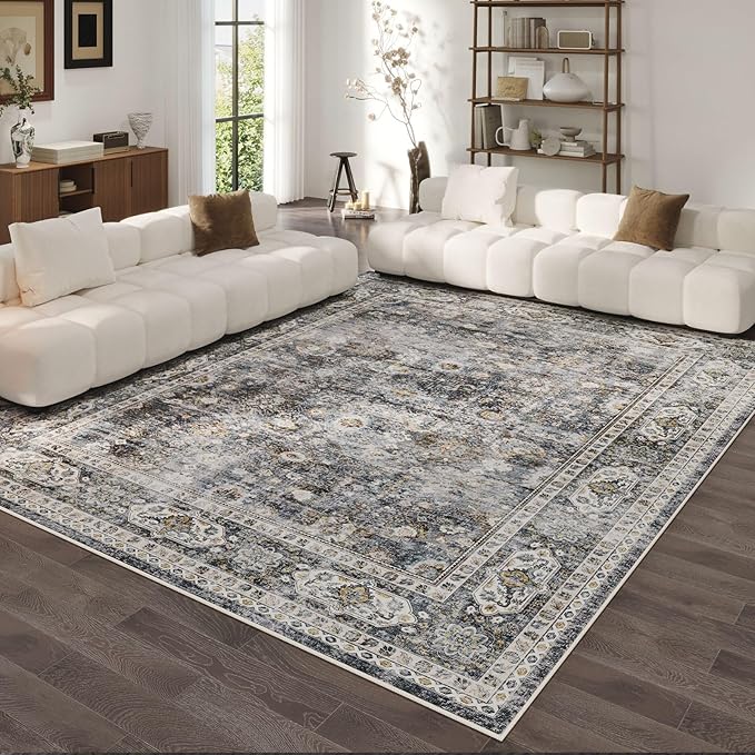 Rugcomf Area Rug 5x7 Washable Rug Boho Soft Non-Slip Non-Shedding Faux Wool by Rugcomf