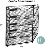 EASEPRES Mail Organizer Wall Mount, 5 Tier Metal Chicken Wire Hanging File - Image 2