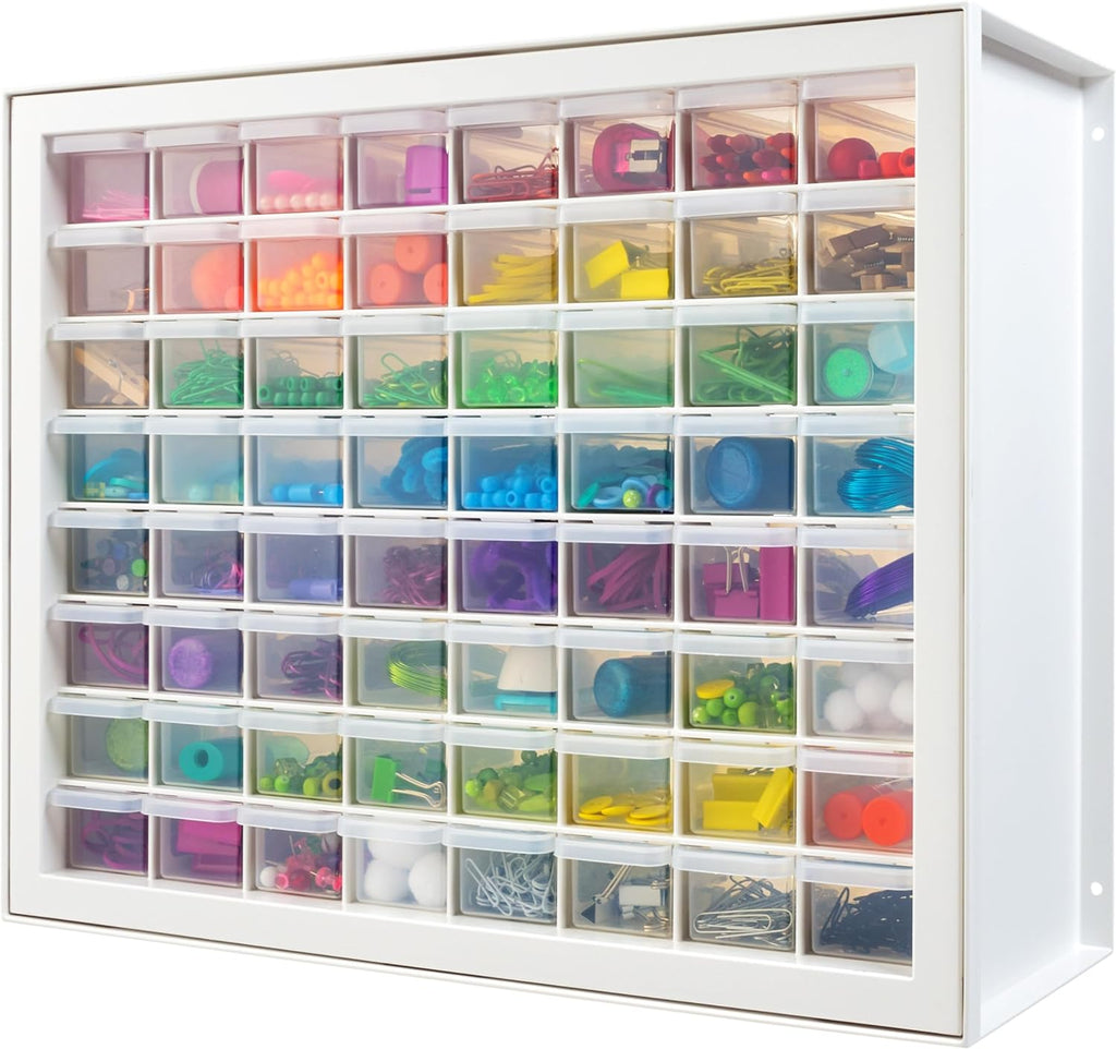 IRIS USA Bead Organizer Storage Bin Drawer Cabinet, 64-Drawer Plastic