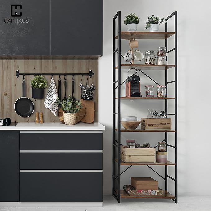 CAPHAUS 6 Tier Bookshelf, 24 Inch Width Free Standing Shelf, Bookcase Shelf - Image 4