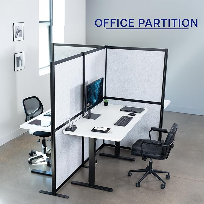 VIVO L-Shape Modular Corner Wall System, 3 Panels, Modern Professional Office - Image 4