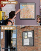 Mifuro 28"x26" Enclosed Bulletin Board, Lockable Weather-Resistant Aluminum - Image 8