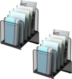 2 Pack Inclined 5-Section Desk File Organizer, Vertical File Folder Holder File by Delifox