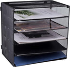 EASEPRES 5 Slot Mesh Desk Organizer Tray, File Paper Letter Folder Holder - Image 2