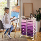 LDAILY 15 Drawer Rolling Storage Cart, Rolling Cart - Image 2