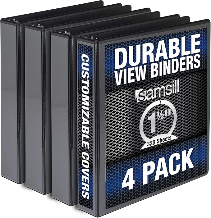 Samsill Durable 1.5 Inch Binder, Made in the USA, Round Ring Customizable Clear by Samsill