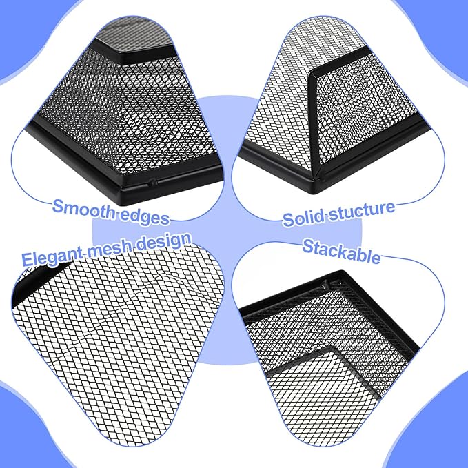 2 Pack Stackable Letter Tray, Wire Mesh Desk File Organizer Metal Desktop Paper - Image 4