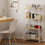 JSB No Assembly Folding Bookshelf, 4 Tier Industrial Metal Book Shelf - Image 4