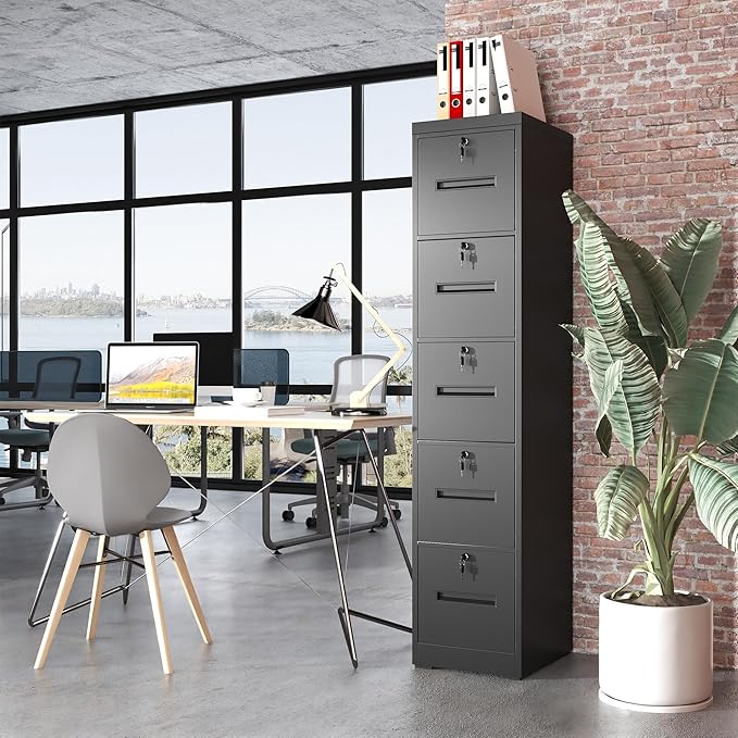 OPTYMIRA 5 Drawer Metal File Cabinet - Image 2