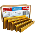 SimCos 18 Gauge 1/4" Narrow Crown Staples, Galvanized Assorted Sizes by SimCos