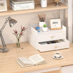 Bamboo Desk Organizer with Drawers Wooden Desktop Storage Drawers - Image 5