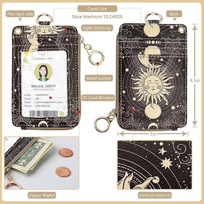 bolimoss Sun and Moon Lanyard Wallet, Boho Lanyard - Image 4