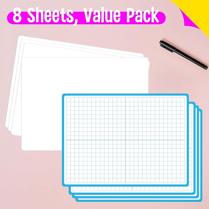 8 Packs XY Axis Graph Dry Erase Board, Double Sided Dry Erase Board Writable - Image 2