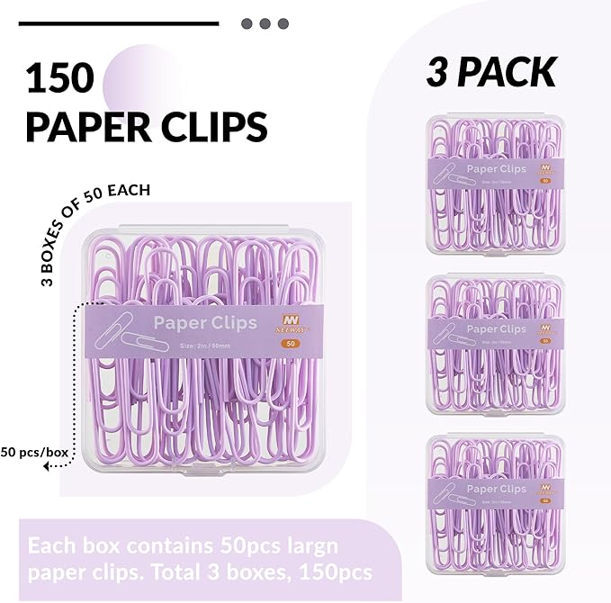 NEEWAY Colorful Large Paper Clips, 2 Inch Jumbo Paper Clips, 3 Pack of 50 - Image 3