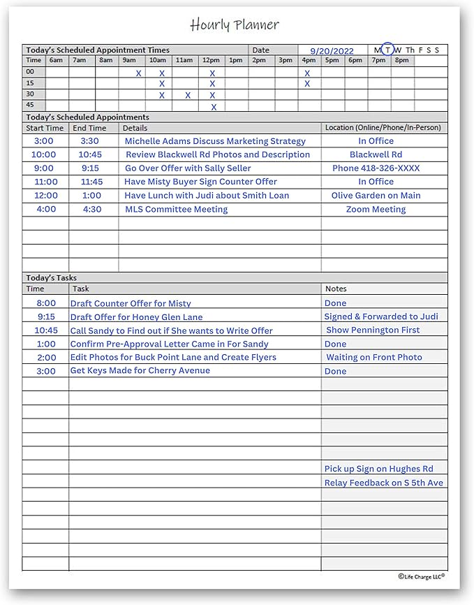 Hourly Planner Notepad. 60 Page Planning Pad w/Appointment Time Block, Task Log - Image 7