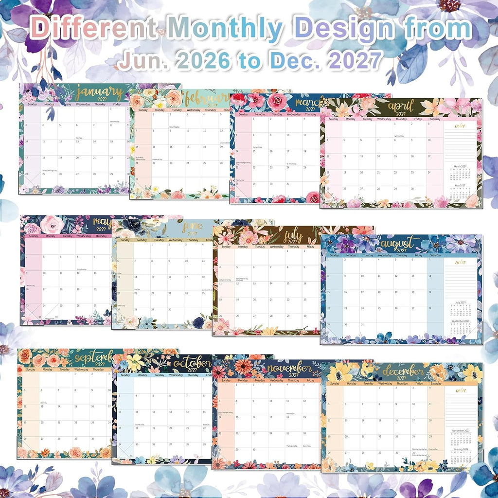 Guasslee Desk Calendar 2026-2027, 19 Month Jun 2026-Dec 2027, 17" X 11.5" | Academic Wall Calendar With To-Do List, Notes Section For School Year Office Home Teacher Planning