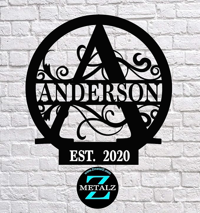 Personalized Metal Monogram Sign EST. Wedding Gift. Family Name Sign. Outdoor - Image 3