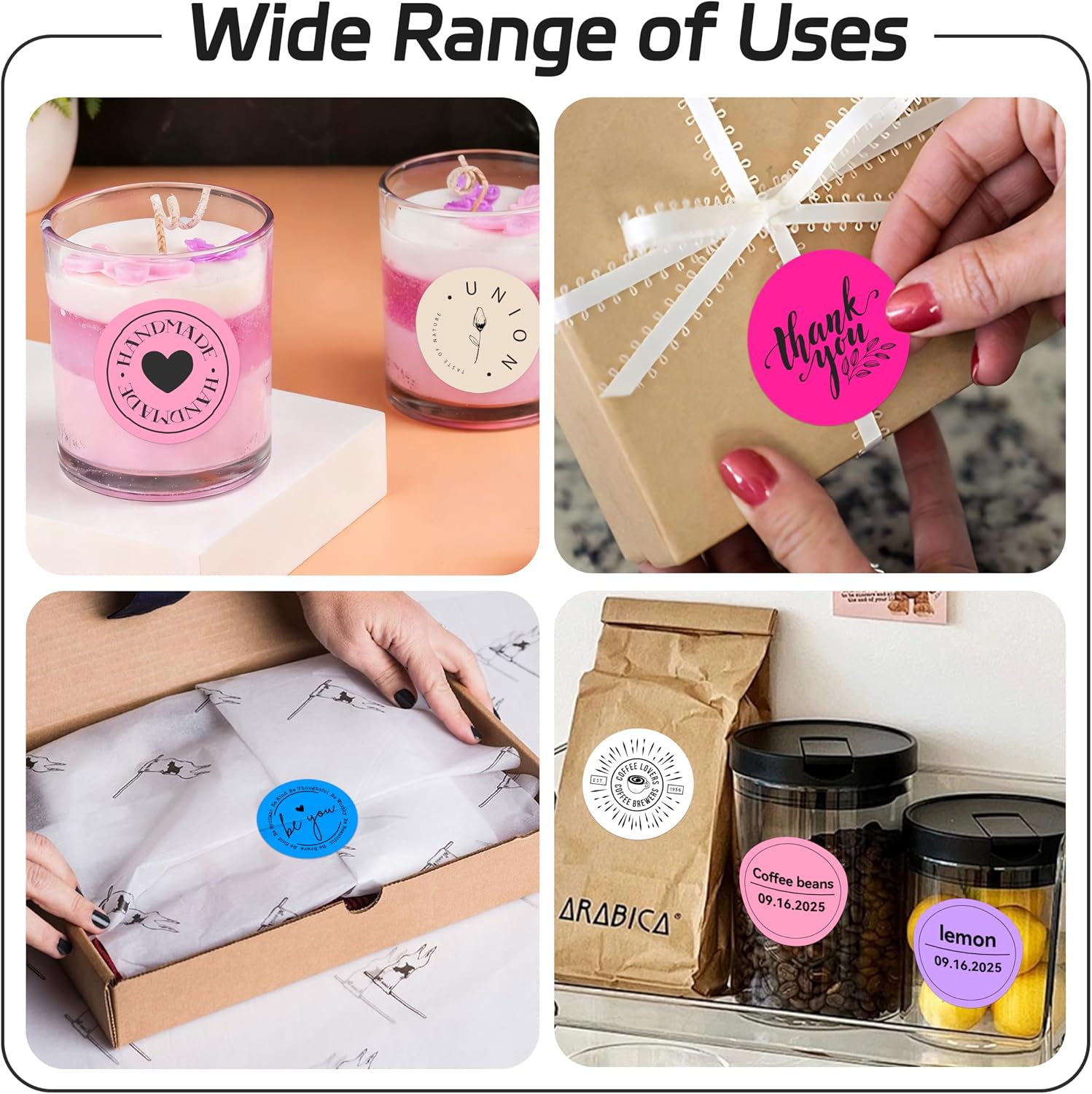 2 inch Dot Stickers Labels Circle Garage Sale Sticker 750Pcs Round Thermal Printer Stickers Printable Writable Price Labels for Yard Sale, Pink