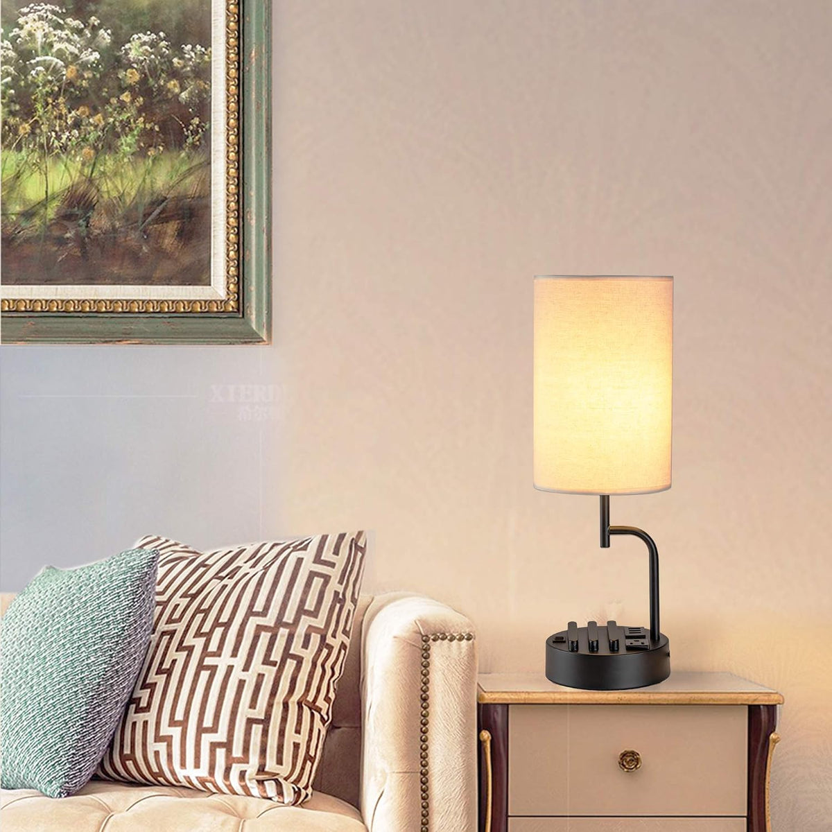dreamholder table lamp with 3 usb charging ports, view 9