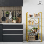 CAPHAUS 4 Tier Bookshelf, Bookcase Shelf Storage Organizer, Living Room - Image 4