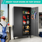 sisesol wide & deep metal storage cabinet with, close-up detail