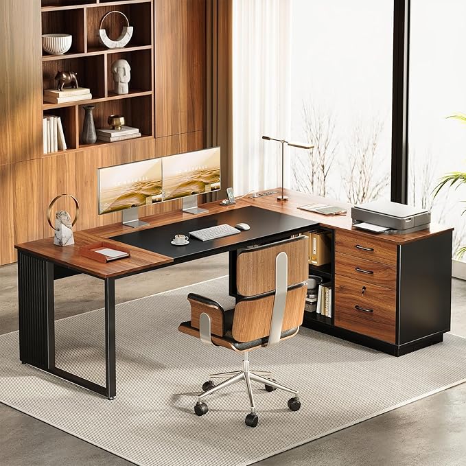 AODK 71 Inch Executive Desk, L Shaped Desk - Image 2