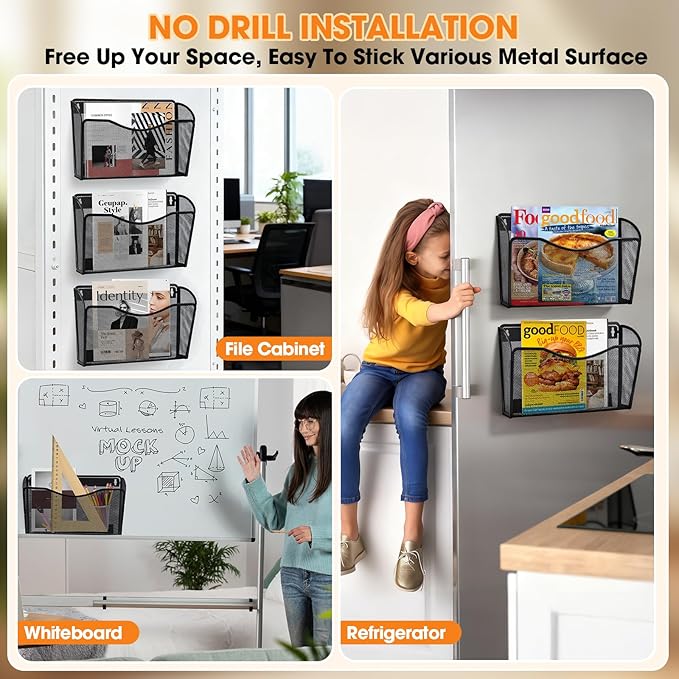 AGPTEK Magnetic File Holder, Hanging Wall Storage Rack - Image 8