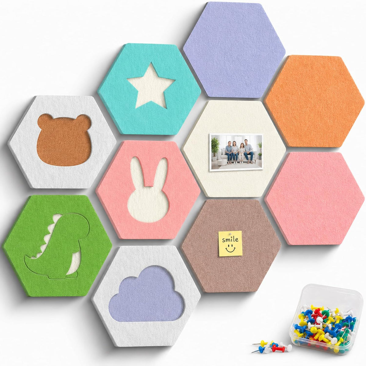 HBK Felt Bulletin Board Tiles, 10 Pack Cartoon Wall Decor