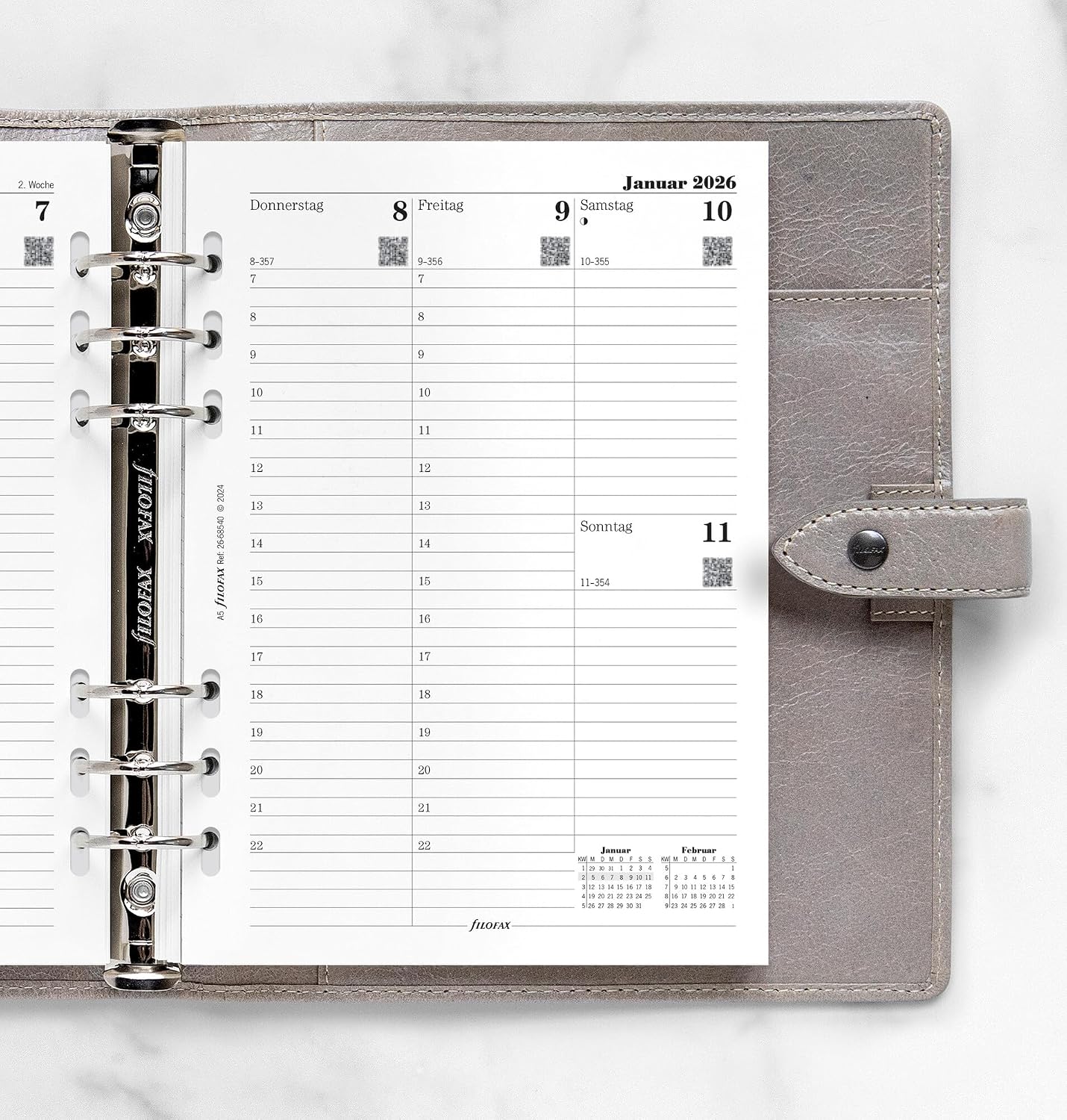 Filofax Calendar A5 Multi 1 Week on 2 Pages (German) 2026