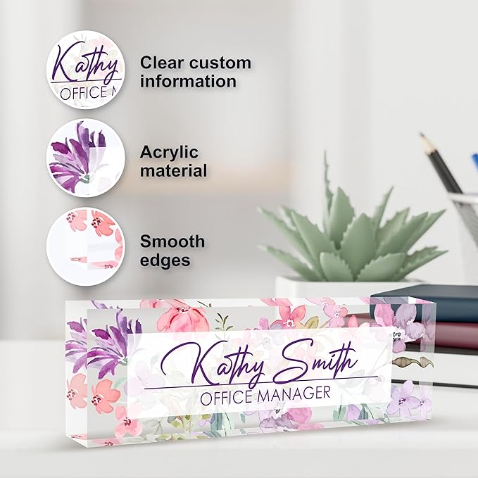 Personalized Name Plate for Desk, Custom Desk Name Plate, Acrylic Name Plate - Image 3
