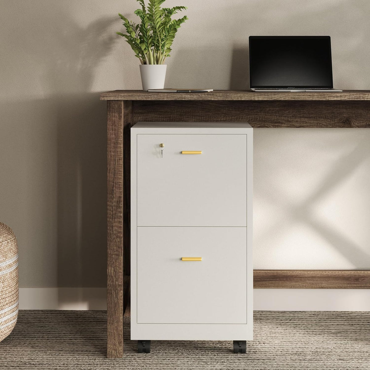 lavish home 2-drawer wooden file cabinet with lock, main product view