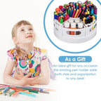 CraftGenes Rotating Art Supply Organizer, 7 Removable Compartments, White | Extra-large 360-degree desk caddy for markers, crayons and craft supplies, with 7 removable compartments and a non-slip base.