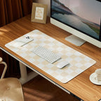 Ohocut Checkered Desk Mat, Large Cute Aesthetic Retro PU Leather Computer by Ohocut