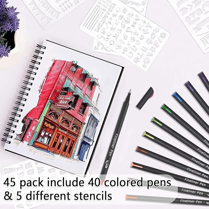 Tebik 45 Pack Planner Colored Pens, 40 Colors Pens - Image 4