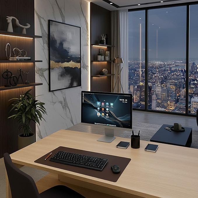 DACASSO Leatherette Keyboard/Mouse Desk Mat- Luxury Leatherette Desk Blotter - Image 6